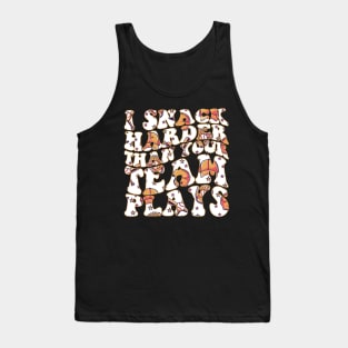I Snack Harder Than Your Team Plays Funny Softball Baseball Background Tank Top